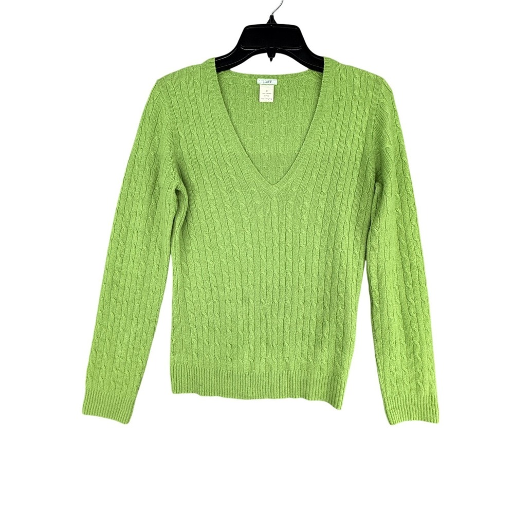 J.Crew Cashmere Fisher Knit Sweater Womens Green Size Medium